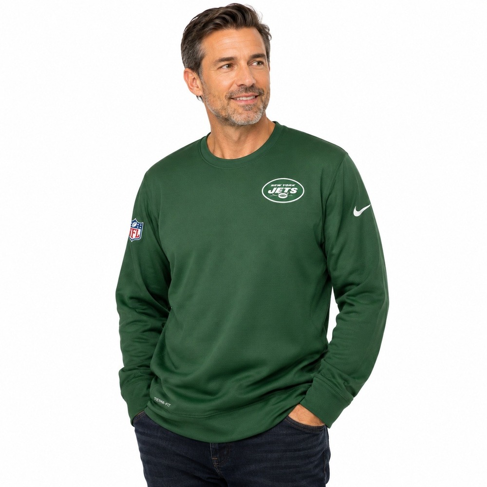Nike New York Jets Therma Fit Pullover Mens XXL NFL On Field Apparel Green EUC